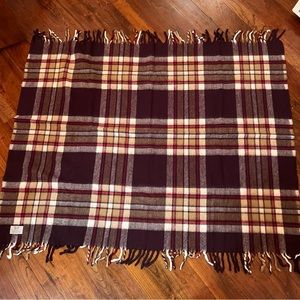 Vintage Faribo plaid fringed afghan lap picknic blanket Faibault Woolen mills